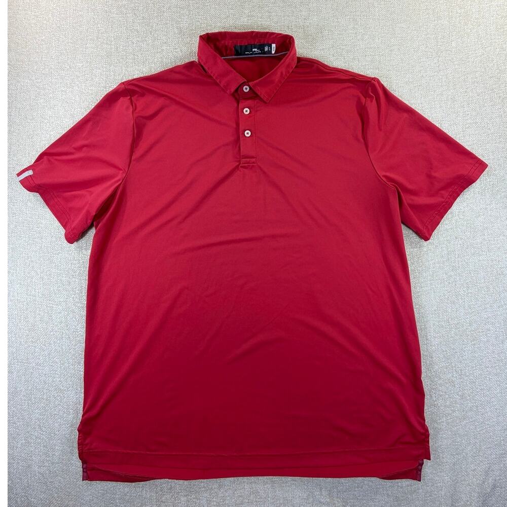 RLX Ralph Lauren Men's XL Red 3 Button Short Sleeve Golf Polo Performance Casual